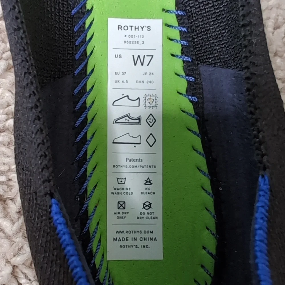 Rothy's The Flat In Black Solid Size 7